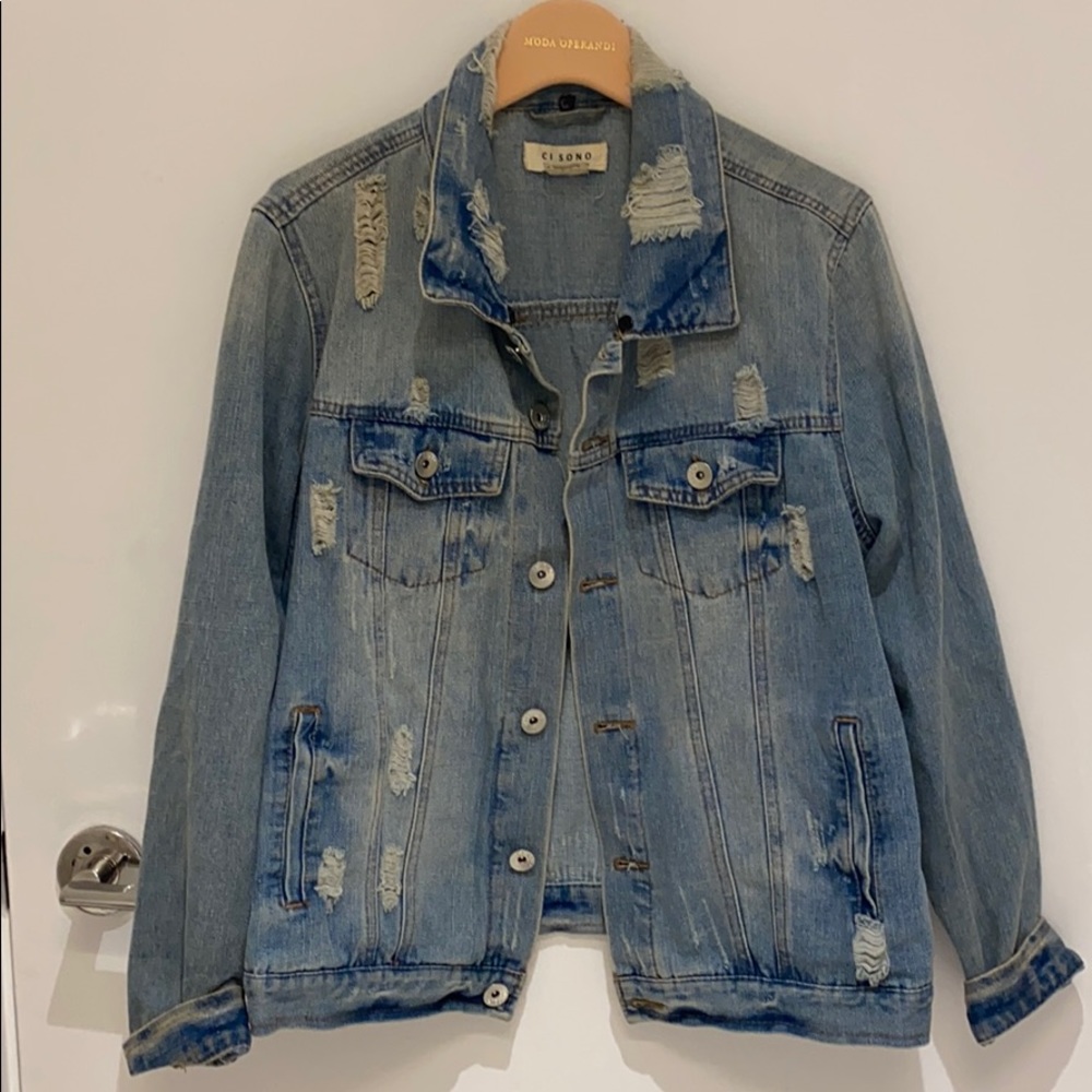 Light Wash Distressed Denim Jacket
